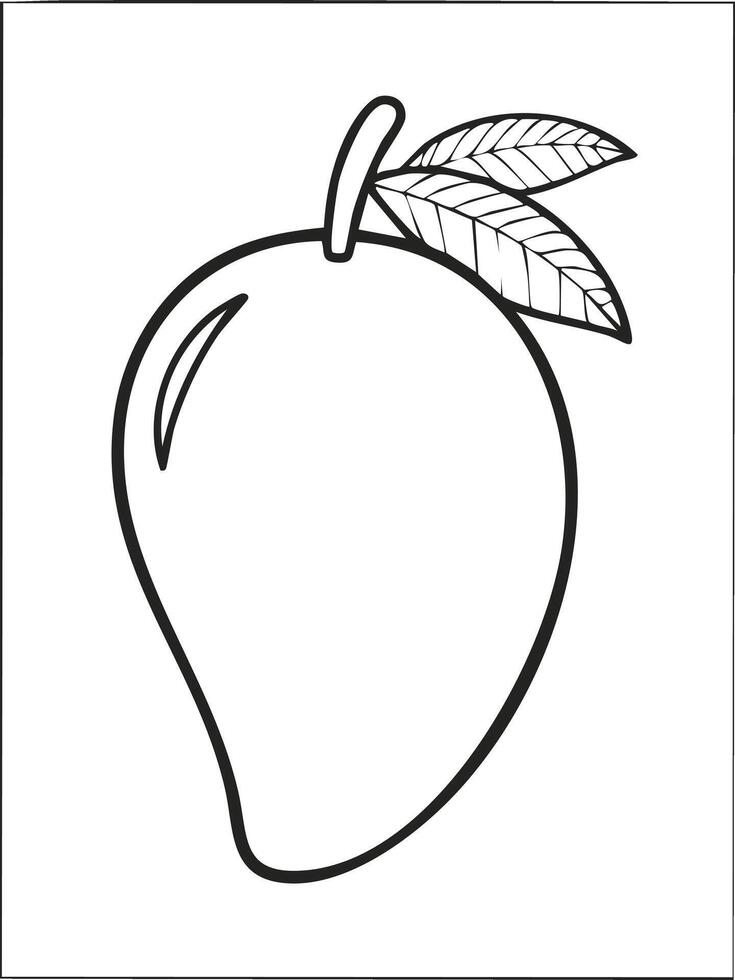 Mango Fruit Food Meal Healthy Coloring Kid Book in Black and White. Monochrome and Colored Samples vector