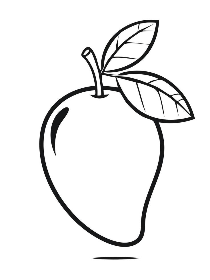 Mango Fruit Food Meal Healthy Coloring Kid Book Page Black and White. Monochrome and Colored Samples vector