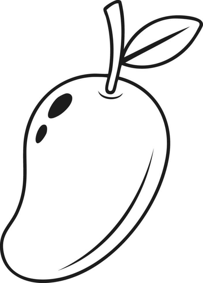Mango Fruit Food Meal Healthy Coloring Kid Book Page in Black and White. Monochrome and Samples vector