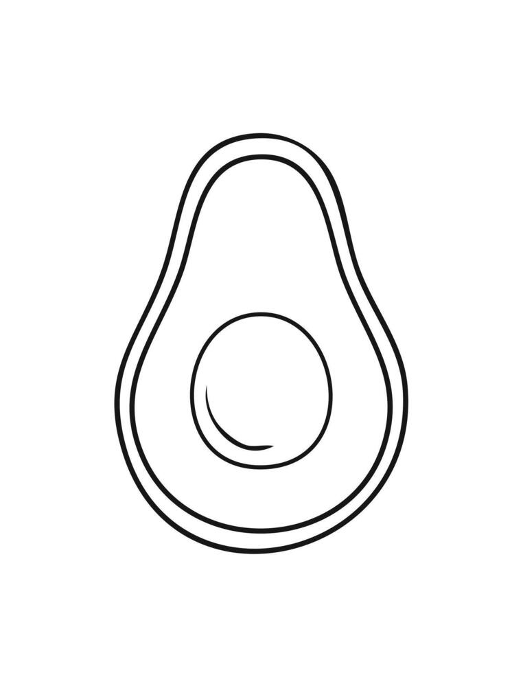 Avocado Fruit Food Meal Healthy Coloring Kid Book Page in Black White. Monochrome and Colored Samples vector