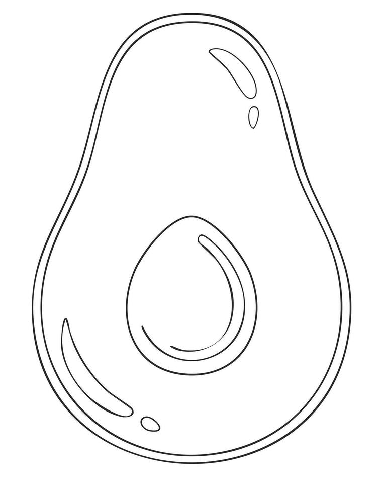 Avocado Fruit Food Meal Healthy Coloring Kid Book Page in Black and White. and Colored Samples vector
