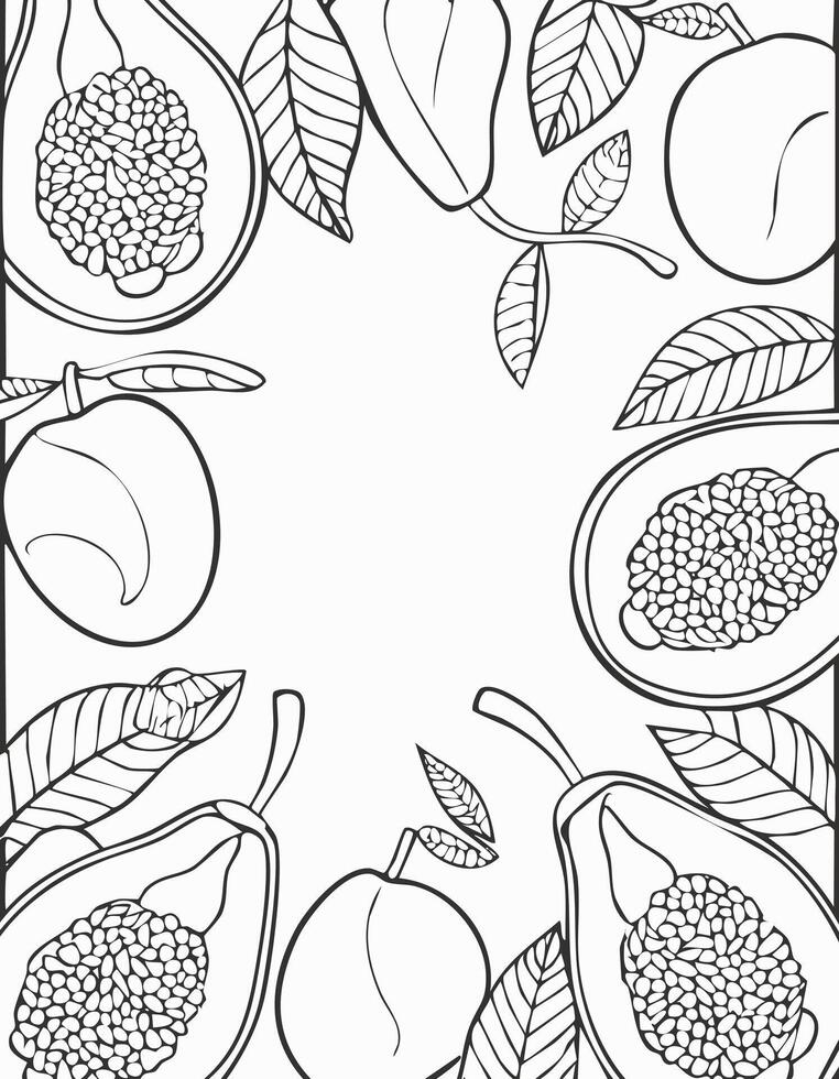 Jackfruit Fruit Food Meal Healthy Coloring Kid Book Page in Black and White. and Colored Samples vector