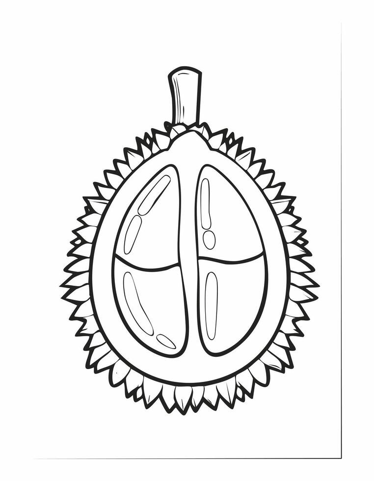Durian Fruit Food Meal Healthy Coloring Kid Book Page in Black and White. Monochrome Colored Samples vector
