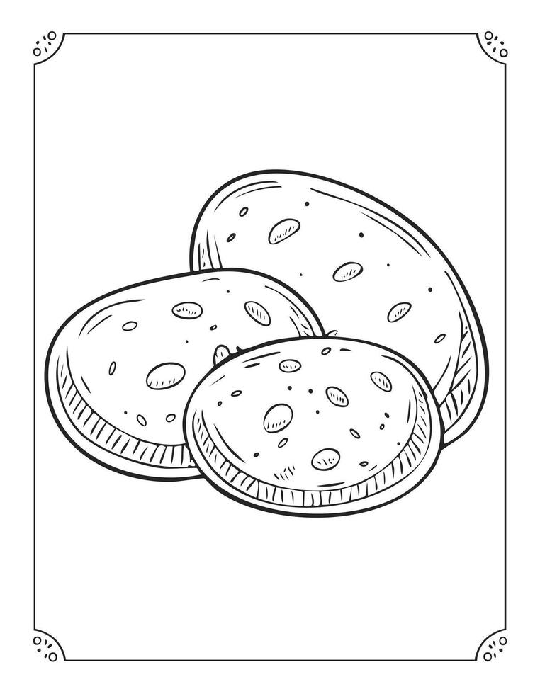 Potato Vegetable Vegan Food Meal Healthy Coloring Kid Book Page in Black and White. Monochrome and Colored Samples vector