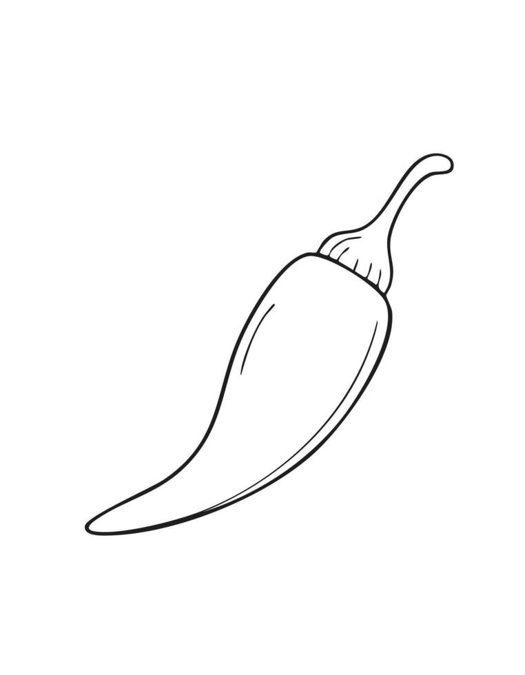 Chili Chilli Vegetable Vegan Food Meal Healthy Coloring Kid Book Page in Black and White. Monochrome and Samples vector
