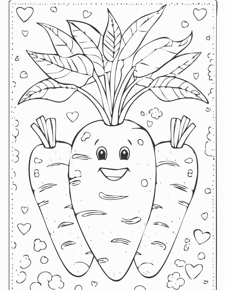Yam Vegetable Vegan Food Meal Healthy Coloring Kid Book Page in Black and White. Monochrome and Colored vector