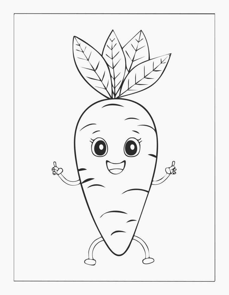 Yam Vegetable Vegan Food Meal Healthy Coloring Kid Book Page in Black and White. Monochrome and Colored Samples vector