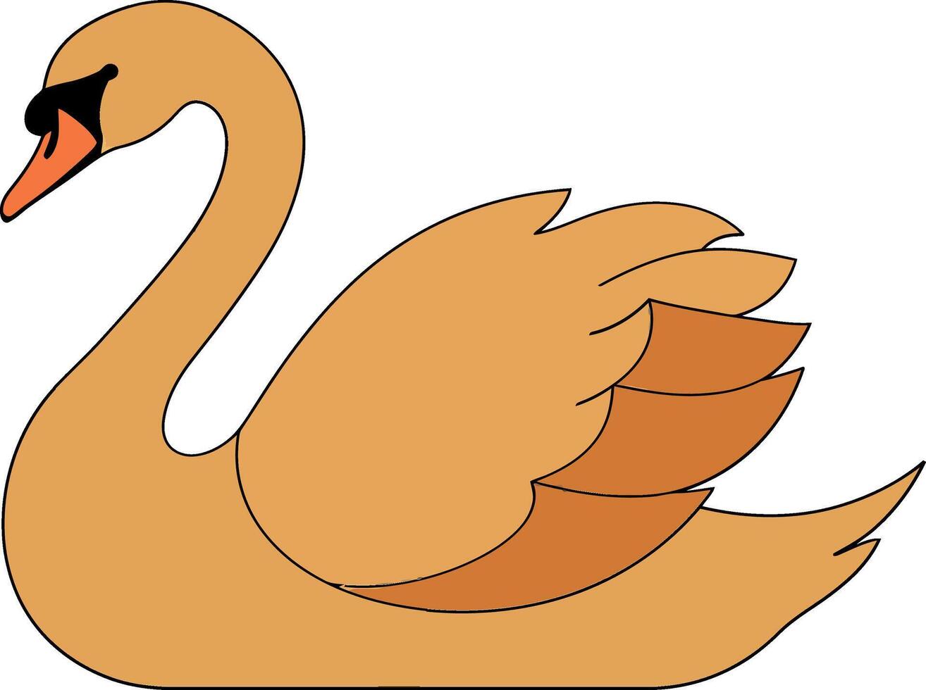 Elegant swan gracefully transitioning from stillness to movement in flat illustration vector