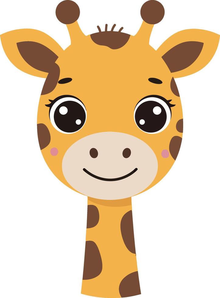 Cute and cheerful giraffe character design in flat style featuring playful expressions and vibrant colors art vector