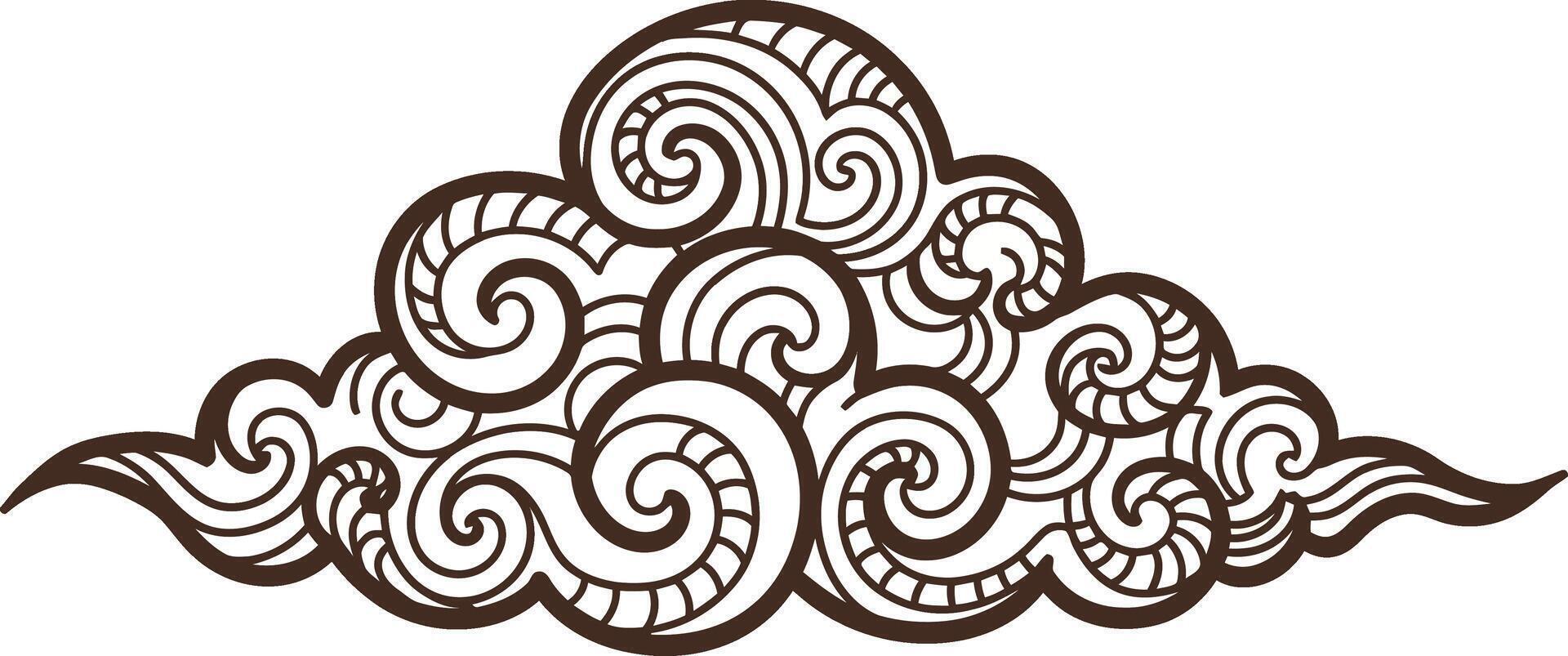 Detailed swirling cloud design in minimal style perfect for modern decor art vector