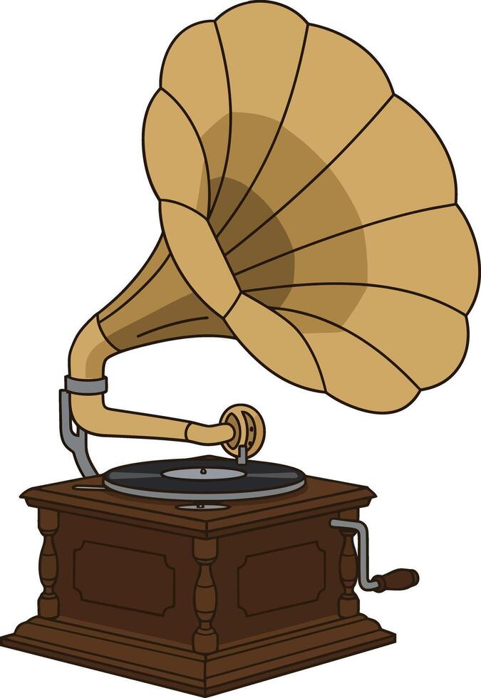 Vintage gramophone design with intricate details in flat style showcasing classic music equipment art vector