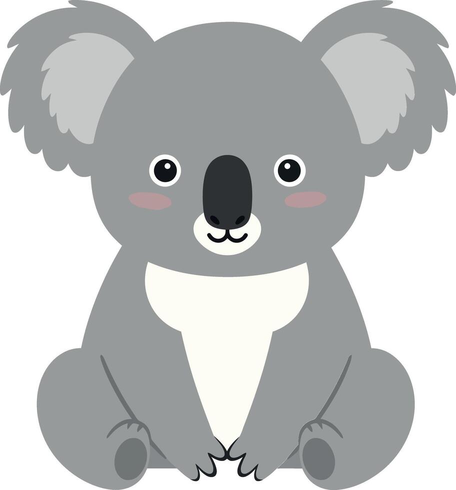 Cute koala character in flat style with happy expression and playful pose in art vector