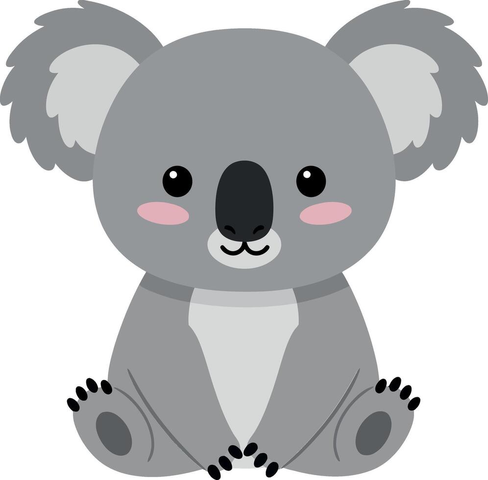 Cute koala character in flat design style with friendly expression and soft colors, art vector