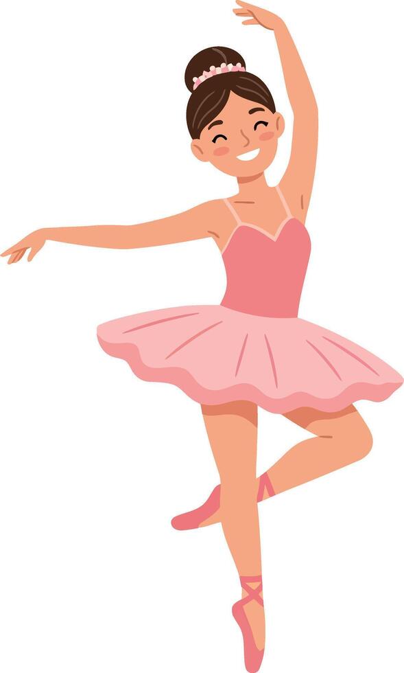 Ballerina in a graceful pose wearing a pink tutu with minimal design elements art vector