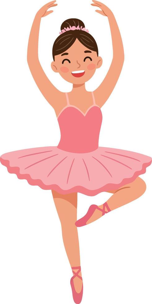 Ballerina performing graceful dance move in flat style art illustration showcasing fluid motion and joy vector