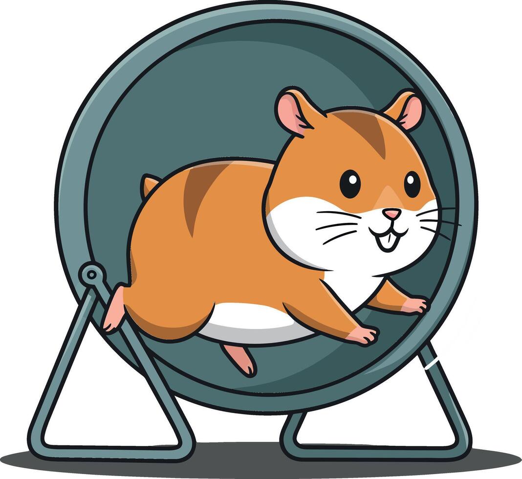 Happy hamster running energetically in a minimal illustration vector