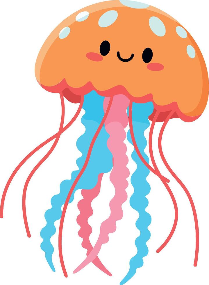 Cute jellyfish character design in flat style art vector