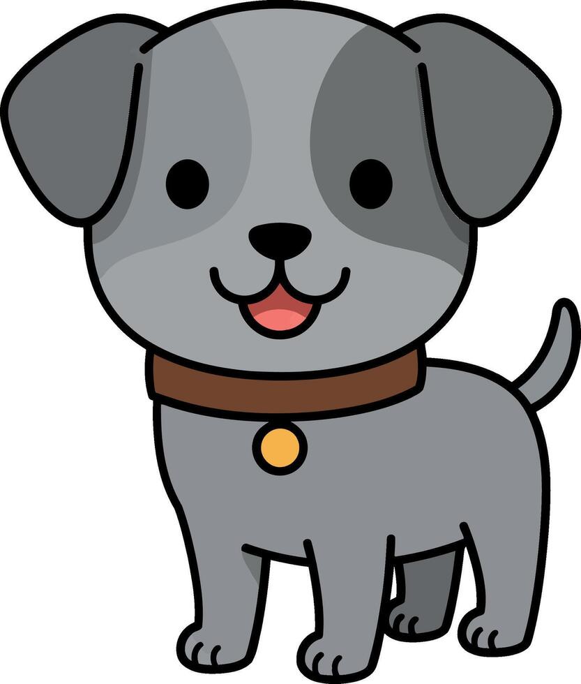 Cute gray puppy character in flat design art vector