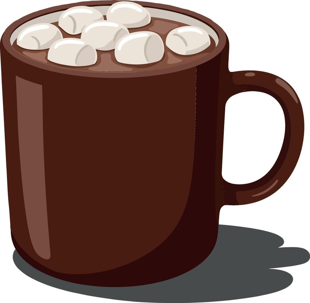 Hot chocolate mug with marshmallows in flat art style vector