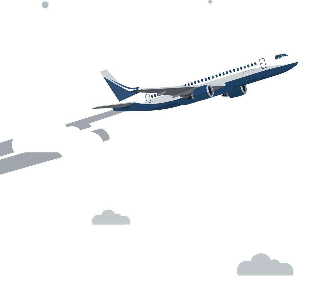 Airplane taking off with flat design style in illustration vector