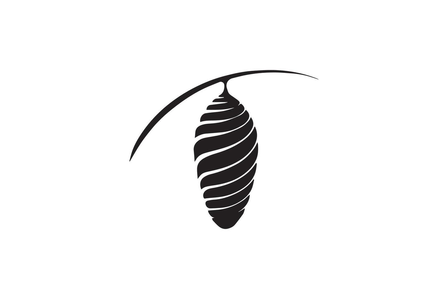 A black and white logo of a caterpillar vector