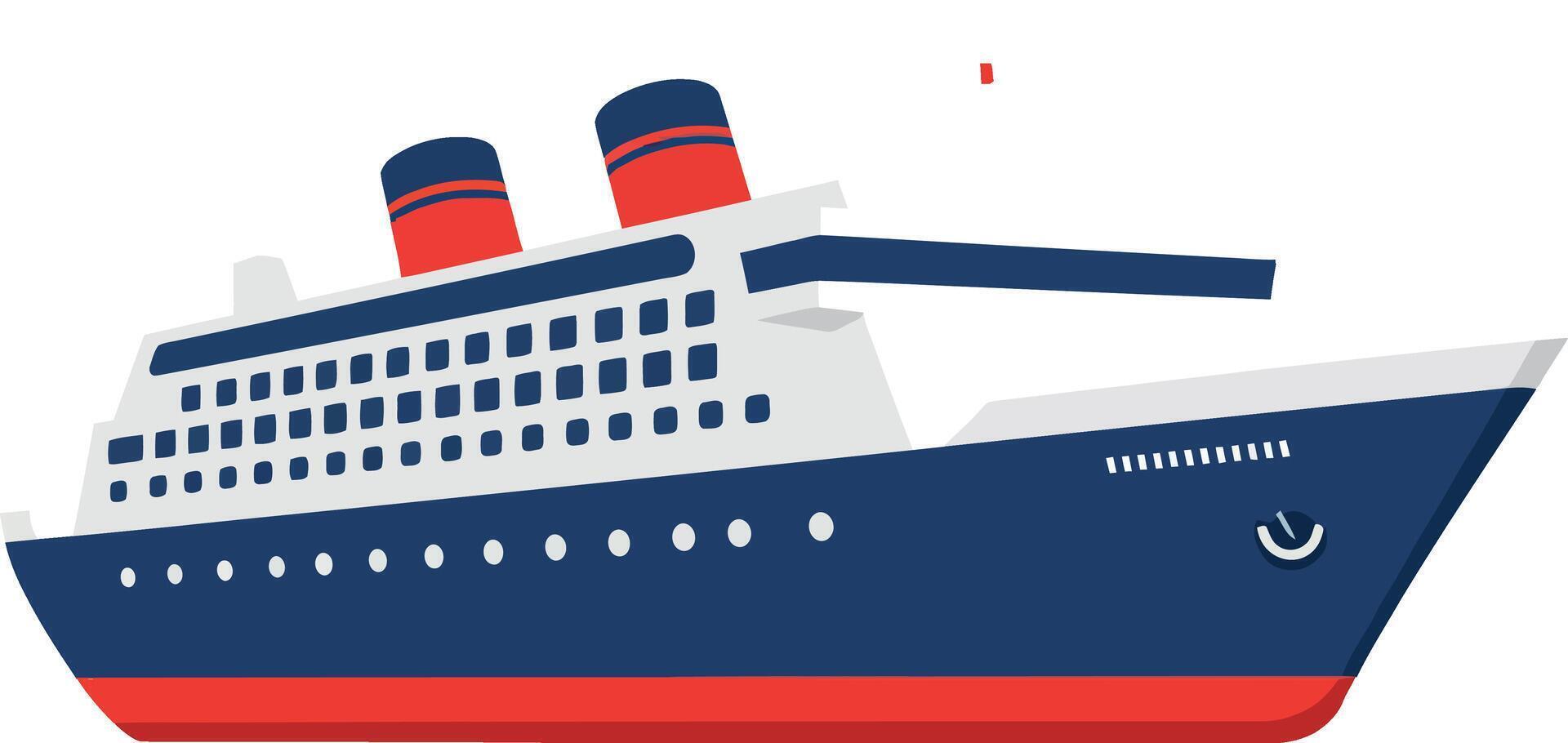 Stylish cruise ship design in flat style art vector