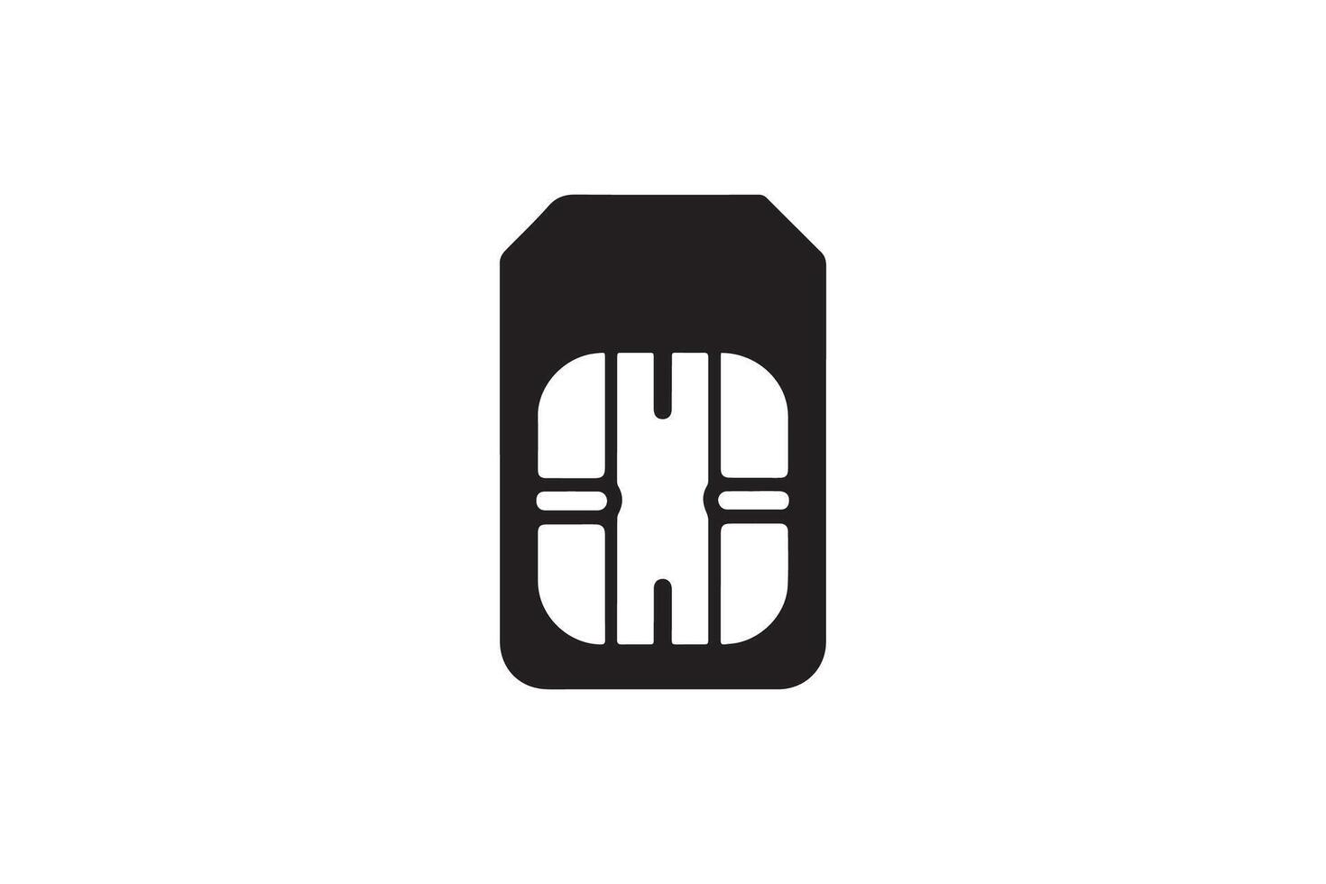 A black and white image of a phone with a sim card vector