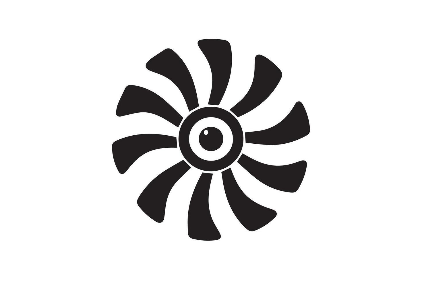 A black and white logo of a fan vector