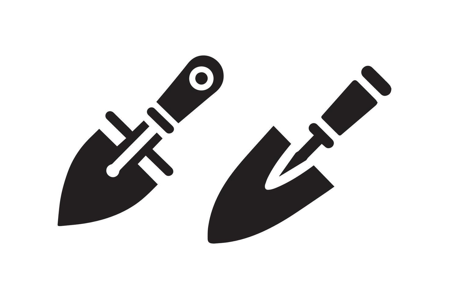 Two black and white icons of a shovel and a shovel vector