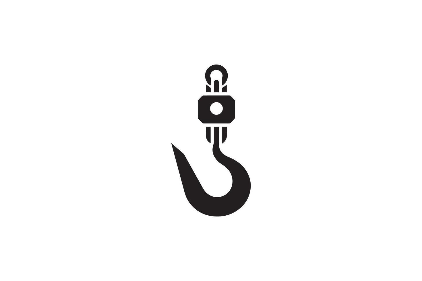 Hook icon on white background, black and white vector