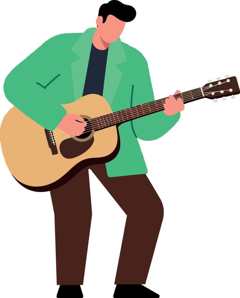 Musician playing guitar in vibrant flat illustration style vector