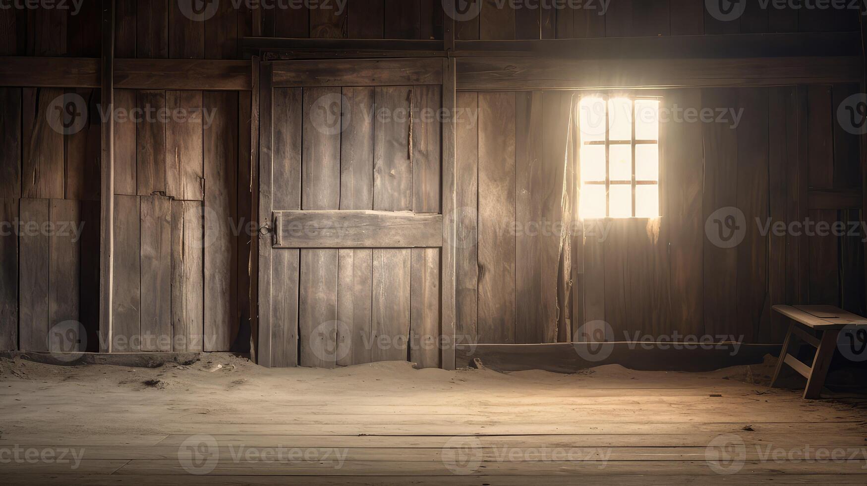 out blurred old barn interior photo