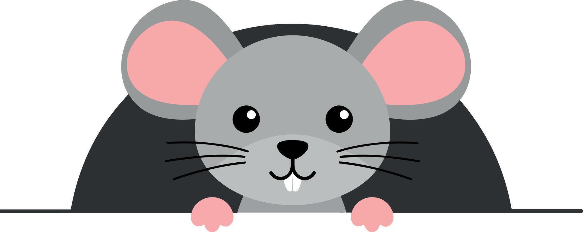 Cute cartoon mouse character peeking out with flat design style in vibrant colors illustration vector