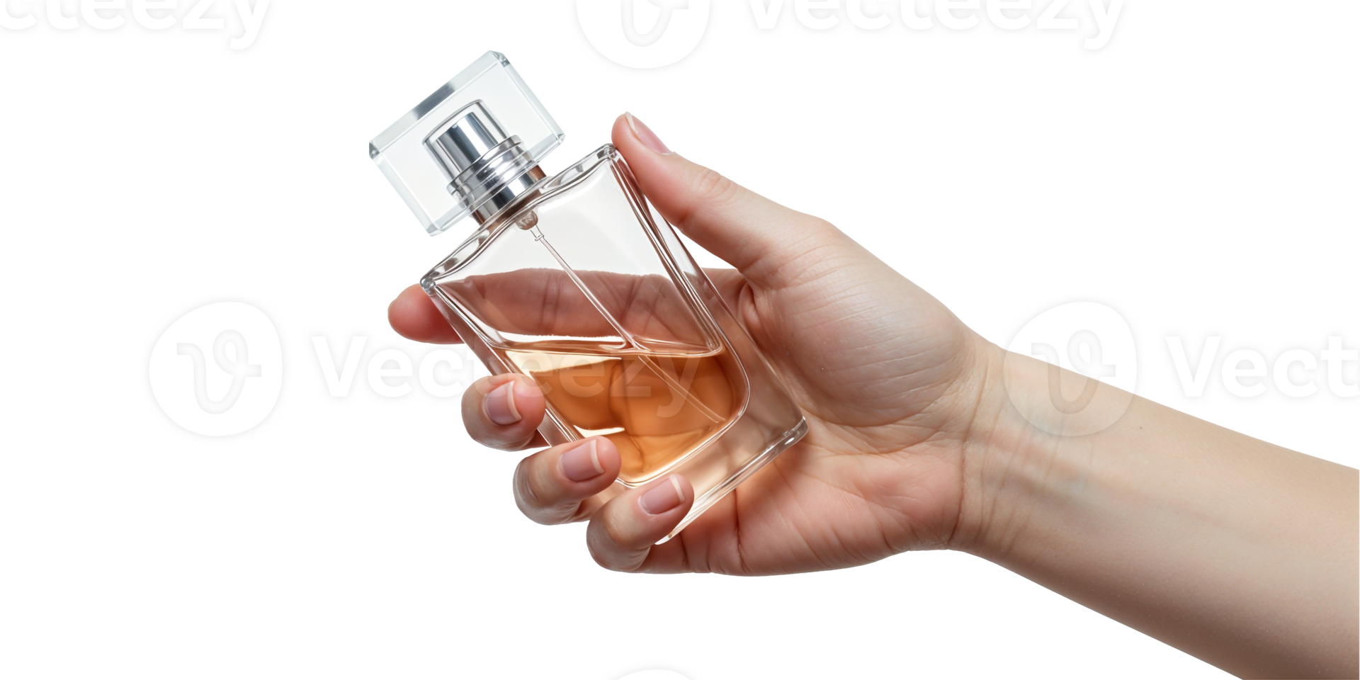 Woman's Hand Holding Perfume Bottle png