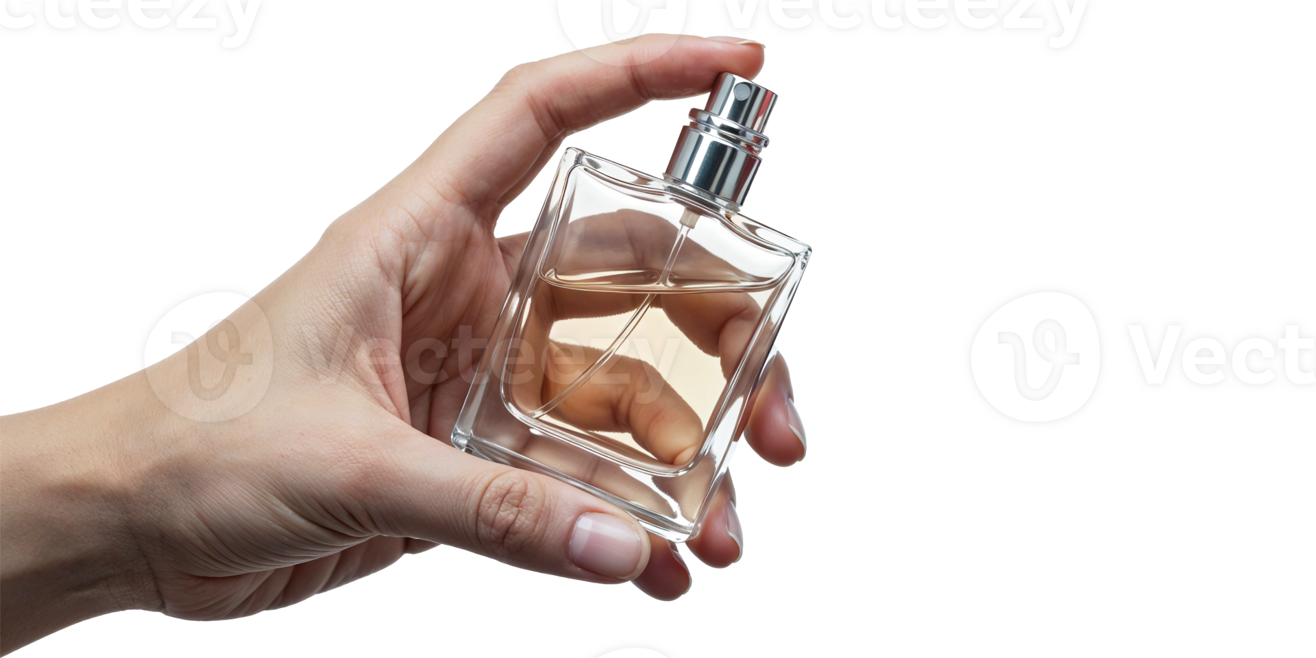 A hand-holding perfume bottle png