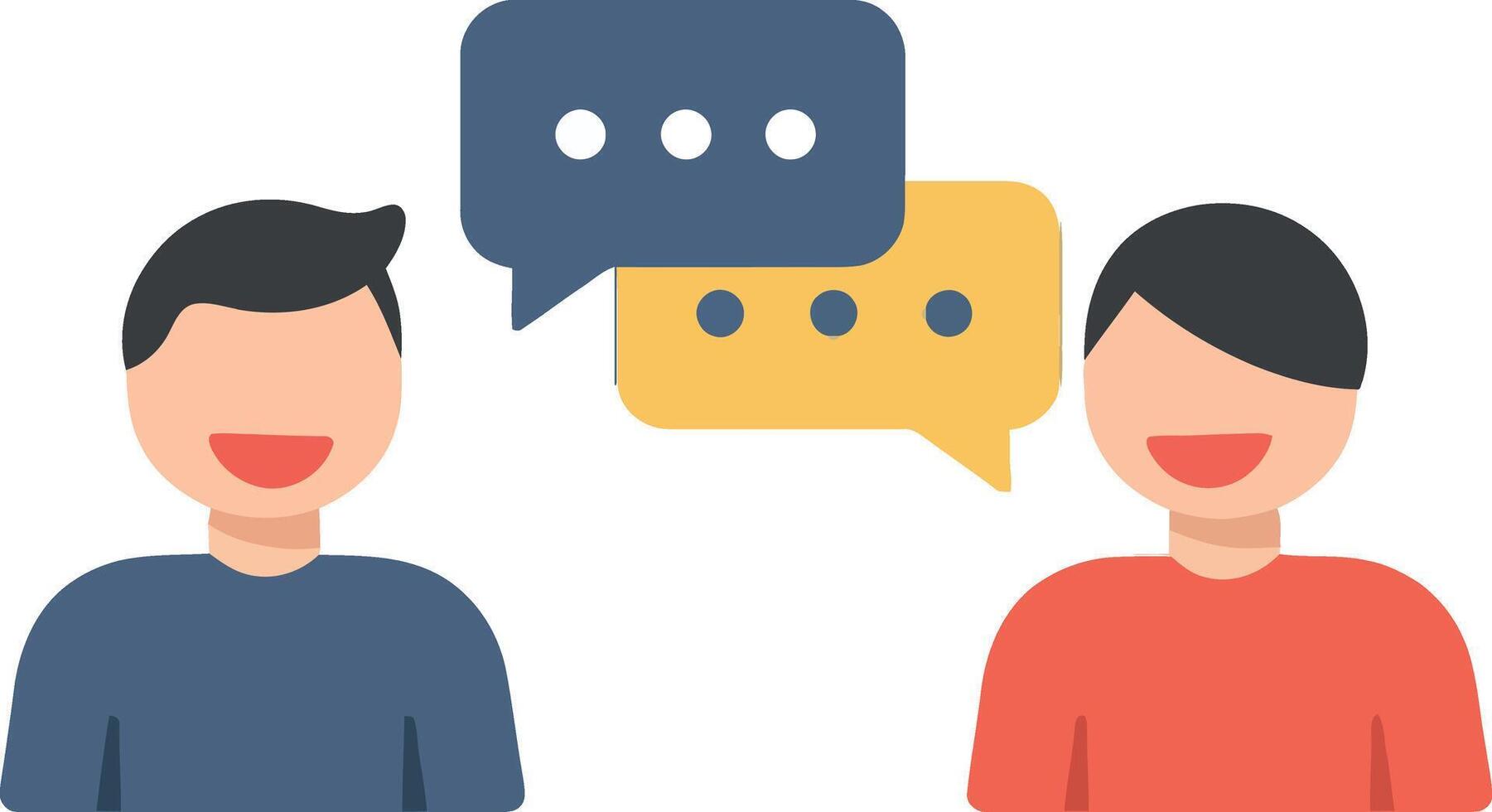 Two people engaging in a conversation with speech bubbles above them vector