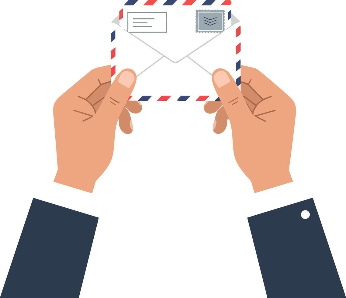 Person holding an envelope with hands in a professional style vector