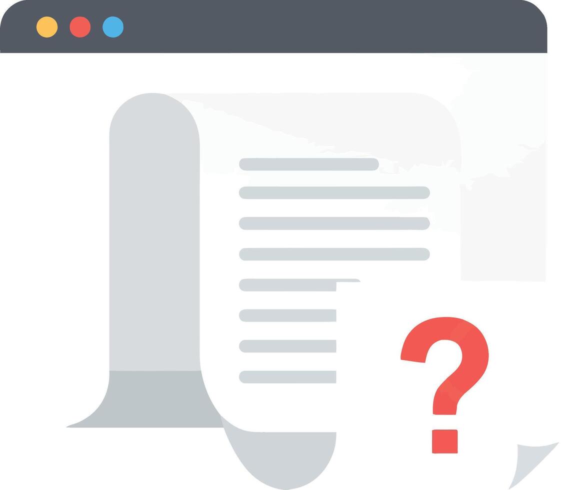 Digital interface displaying document with question mark symbol for inquiry purposes vector