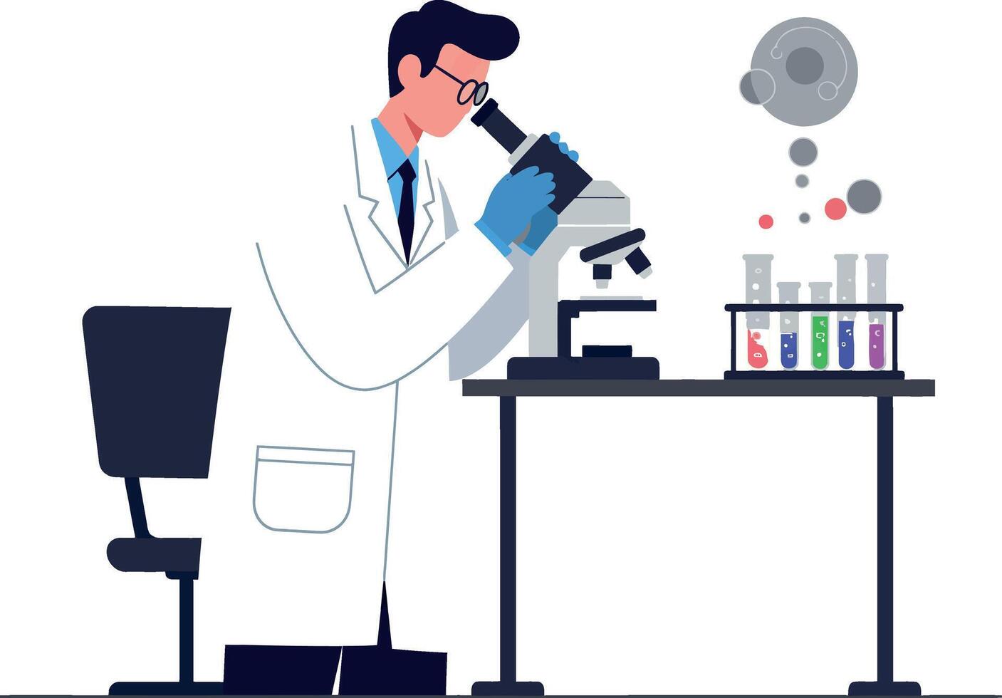 Scientist examining samples in detailed flat art illustration vector