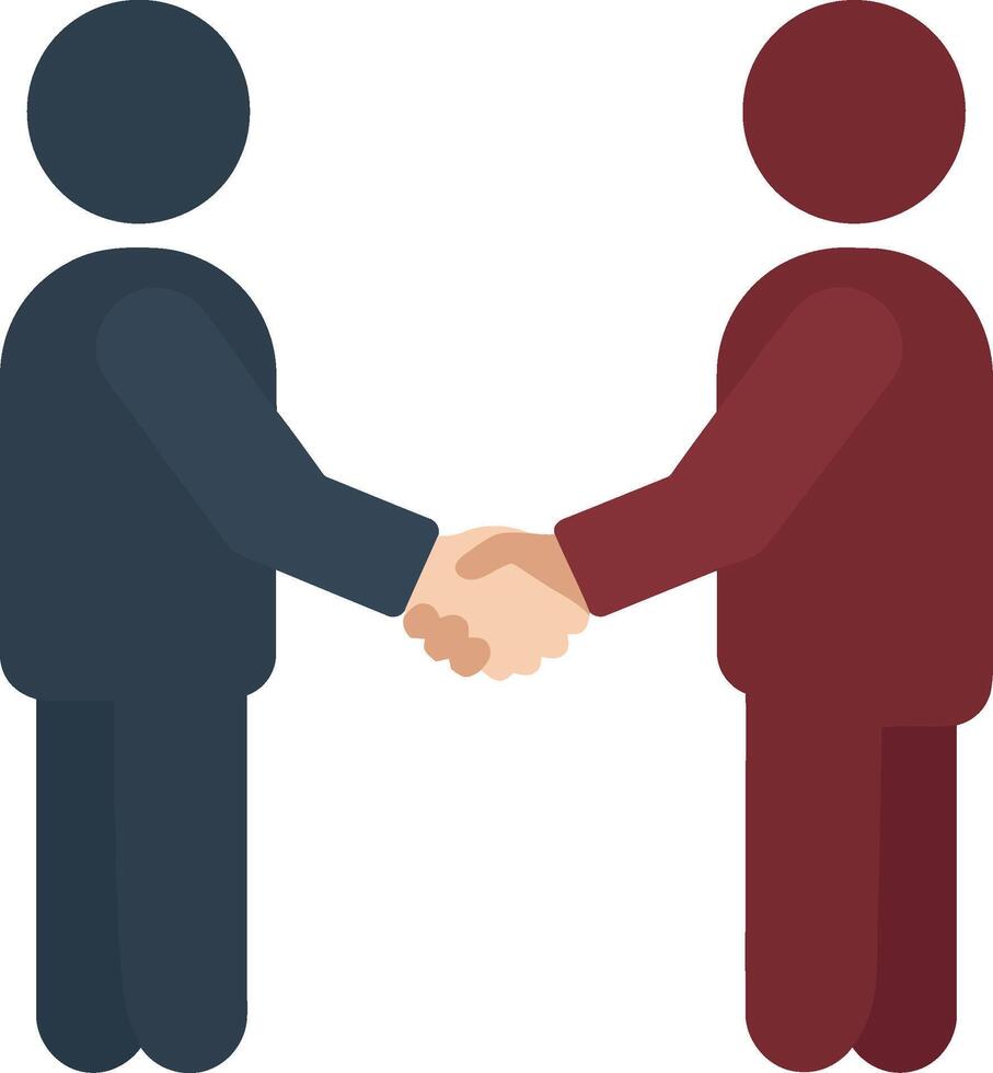 Two business people shaking hands in flat art style illustration vector