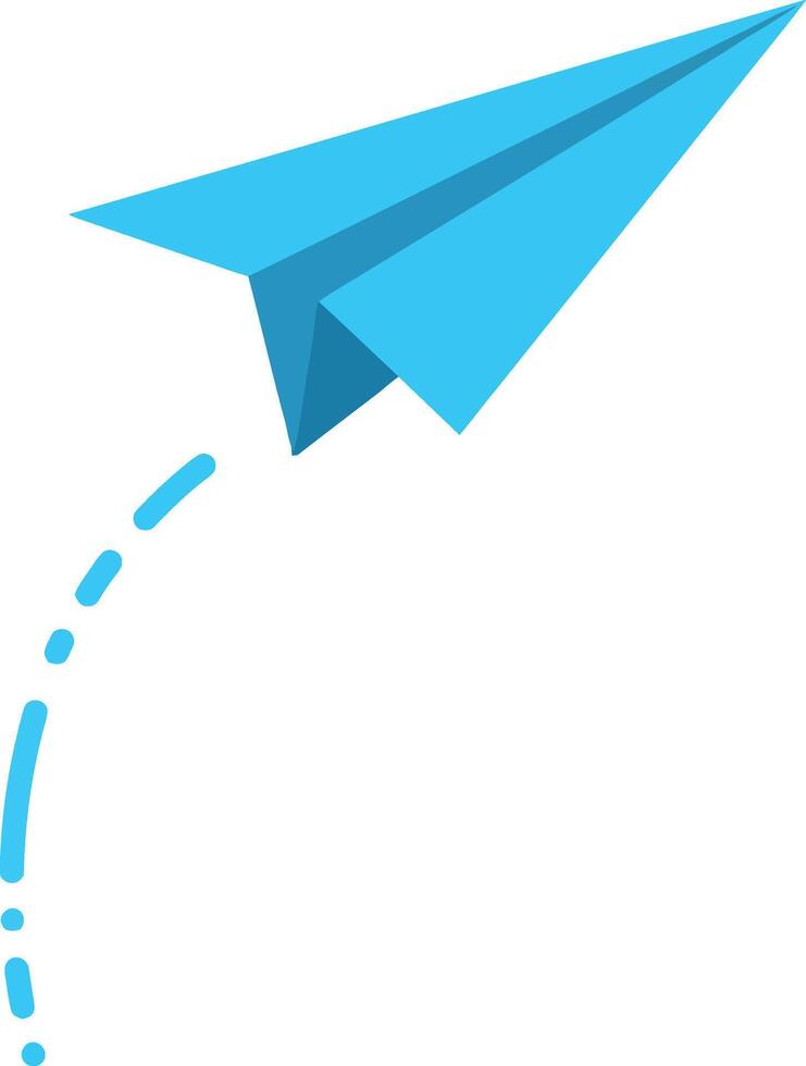 Paper airplane flying through the air in flat art vector
