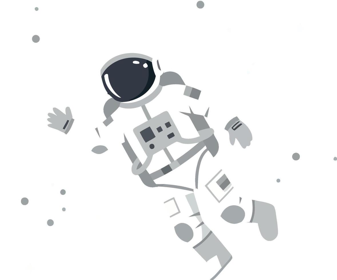 Astronaut floating in space with minimal gray and white art vector