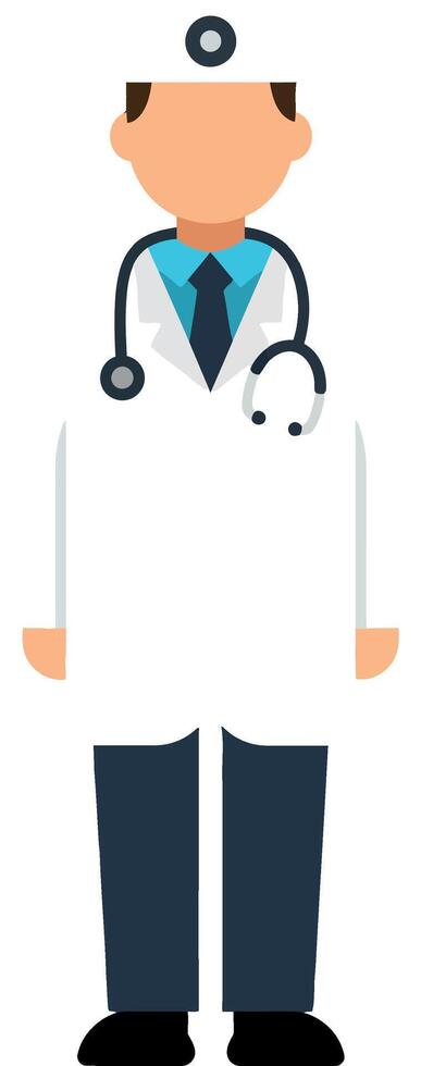 Doctor character in flat style with stethoscope and medical coat art vector