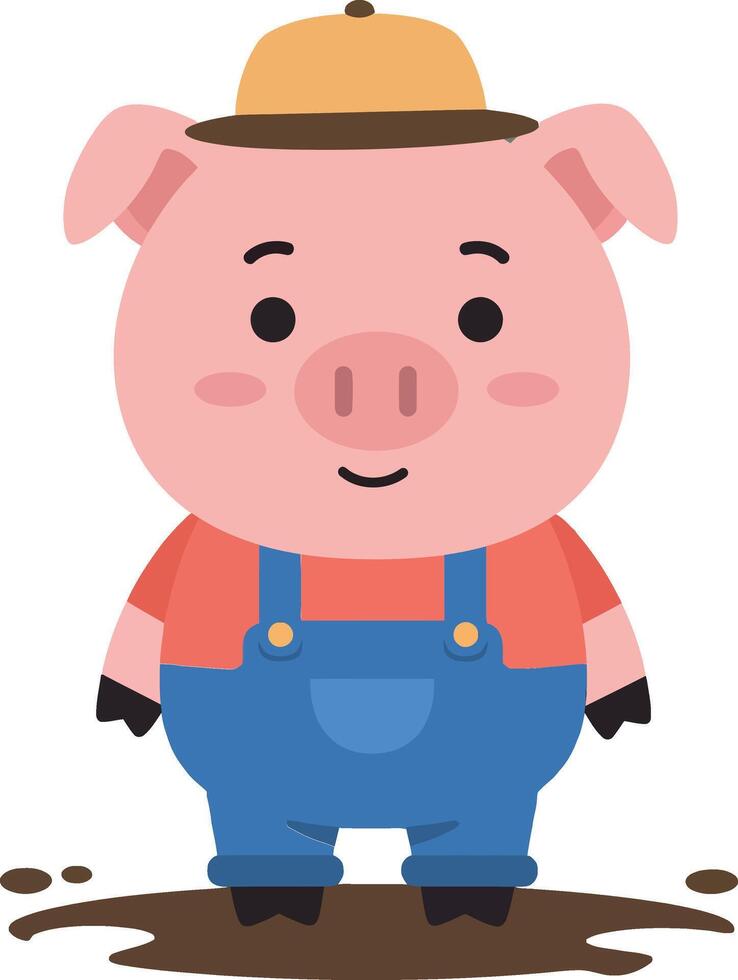 Cute cartoon pig character vector