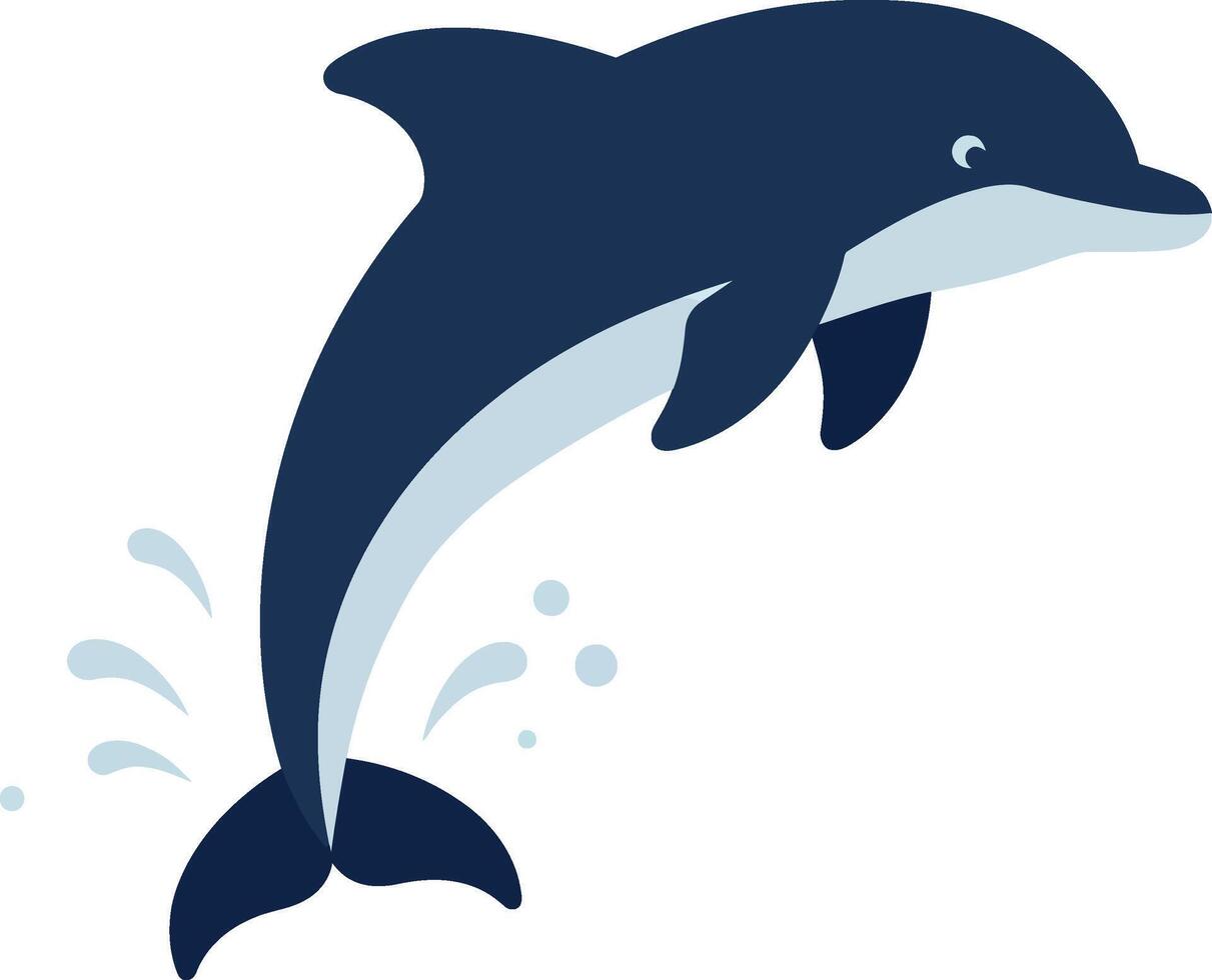 Dolphin jumping gracefully in a playful flat illustration vector