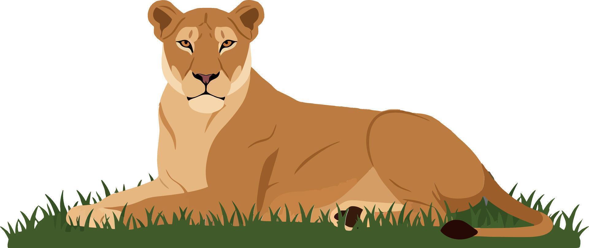 Lioness resting gracefully in a minimal flat art style vector