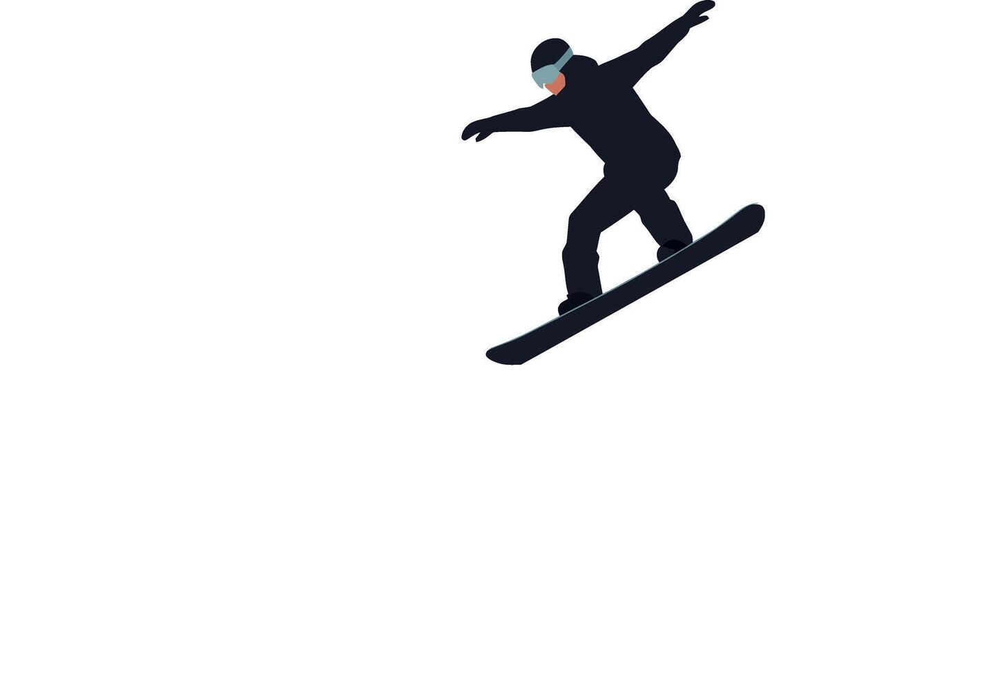 Snowboarder in action performing tricks in flat art vector