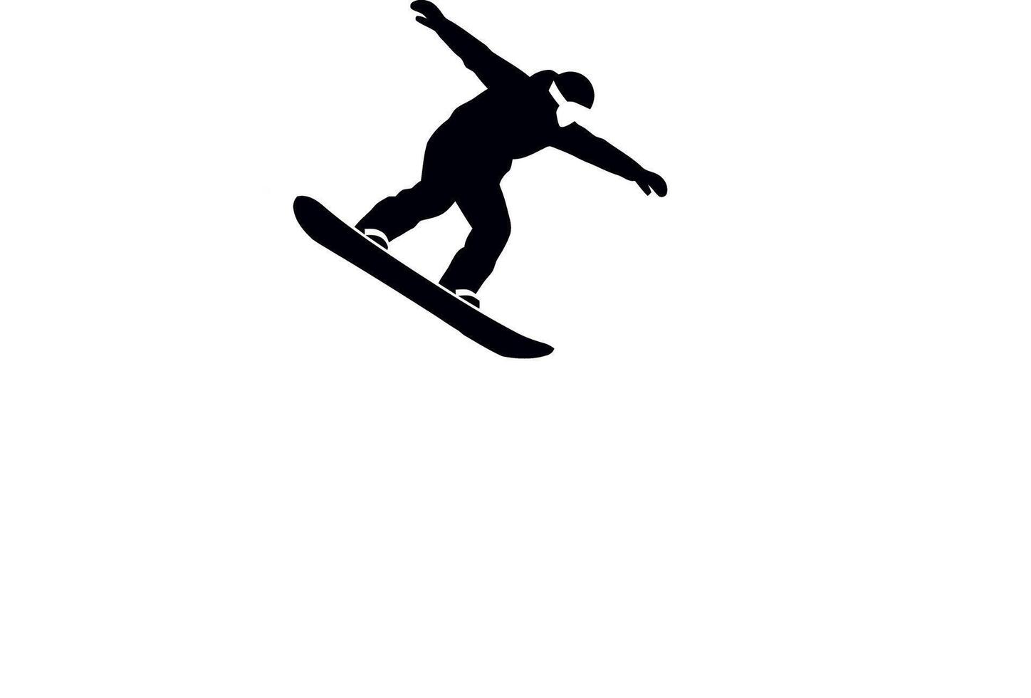 Snowboarder performing a dynamic jump in minimal art vector