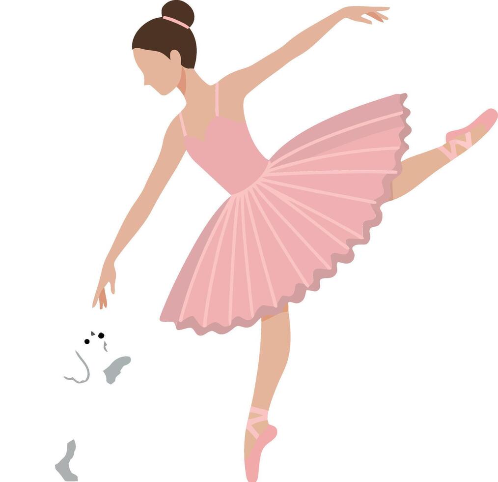 Ballerina performing graceful dance move in flat art vector