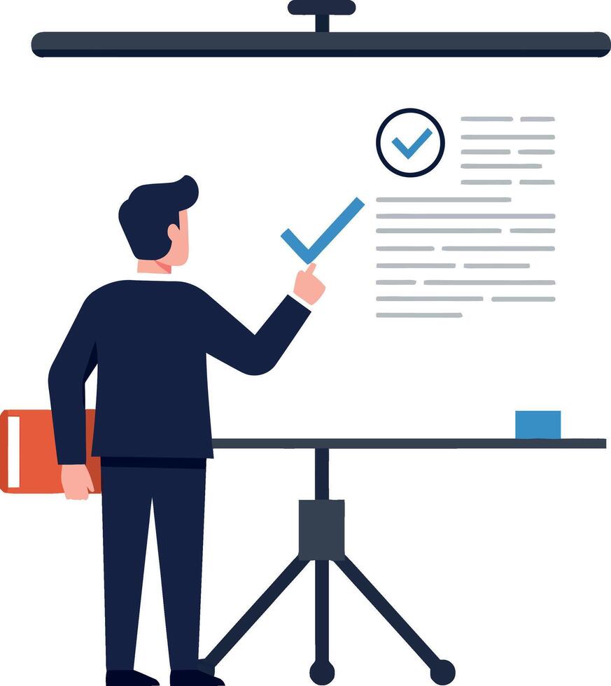 Business professional presenting data in minimal flat illustration vector